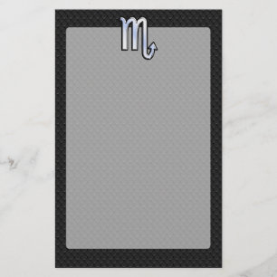 Scorpio Zodiac Silver Sign black snake skin Stationery
