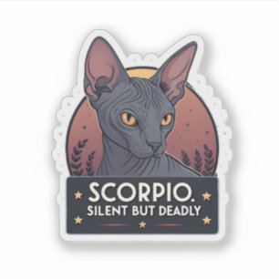Scorpio Zodiac Sphynx Cat Silent Deadly Art