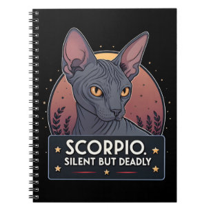 Scorpio Zodiac Sphynx Cat Silent Deadly Art Notebook