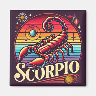 Scorpio Zodiac Square Magnet Retro