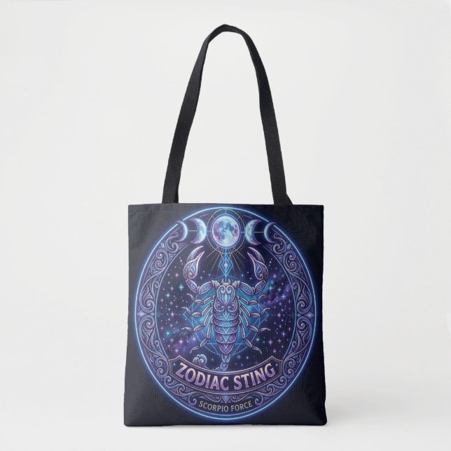 Scorpio Zodiac Sting Celestial Graphic Design Tote Bag (Front)
