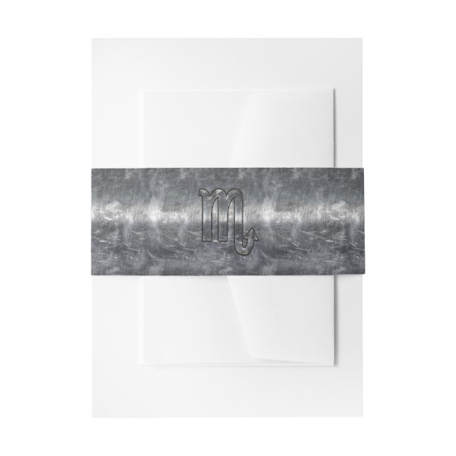 Scorpio Zodiac Symbol in Grunge Metallic Style Invitation Belly Band (Front Example)