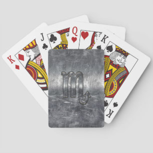 Scorpio Zodiac Symbol in Grunge Metallic Style Playing Cards