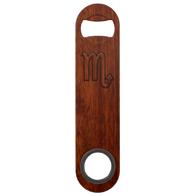 Scorpio Zodiac Symbol in Mahogany Style (Front)