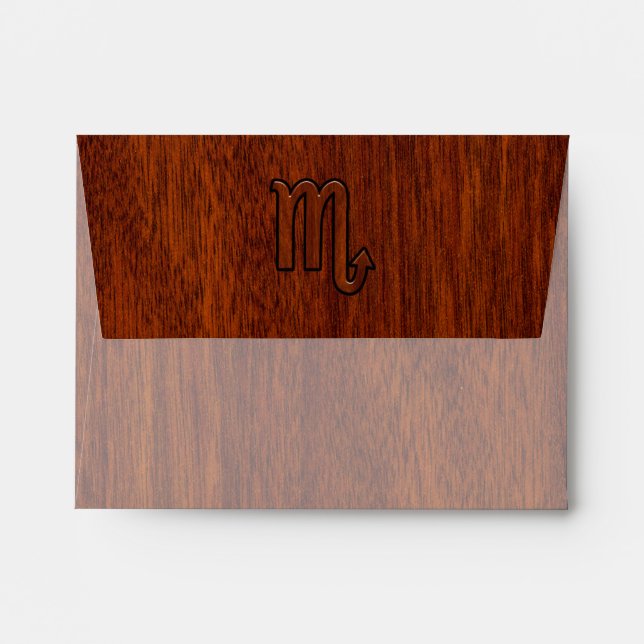 Scorpio Zodiac Symbol in Mahogany Style Envelope (Back (Top Flap))