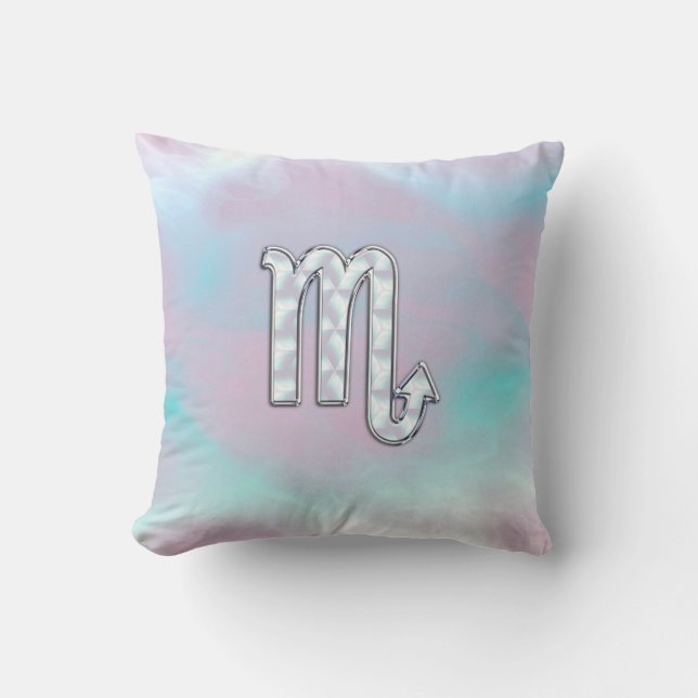 Scorpio Zodiac Symbol in Mother of Pearl Decor Cushion (Front)