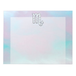 Scorpio Zodiac Symbol in Mother of Pearl Style Notepad