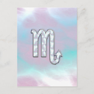 Scorpio Zodiac Symbol in Mother of Pearl Style Postcard