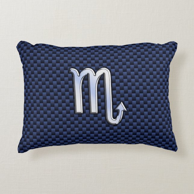 Scorpio Zodiac Symbol navy blue carbon fibre style Decorative Cushion (Front)