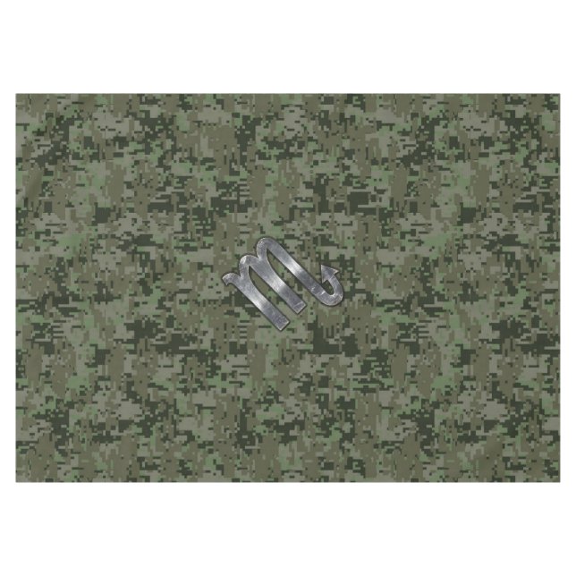 Scorpio Zodiac Symbol Olive Green Digital Camo Tablecloth (Front (Horizontal))