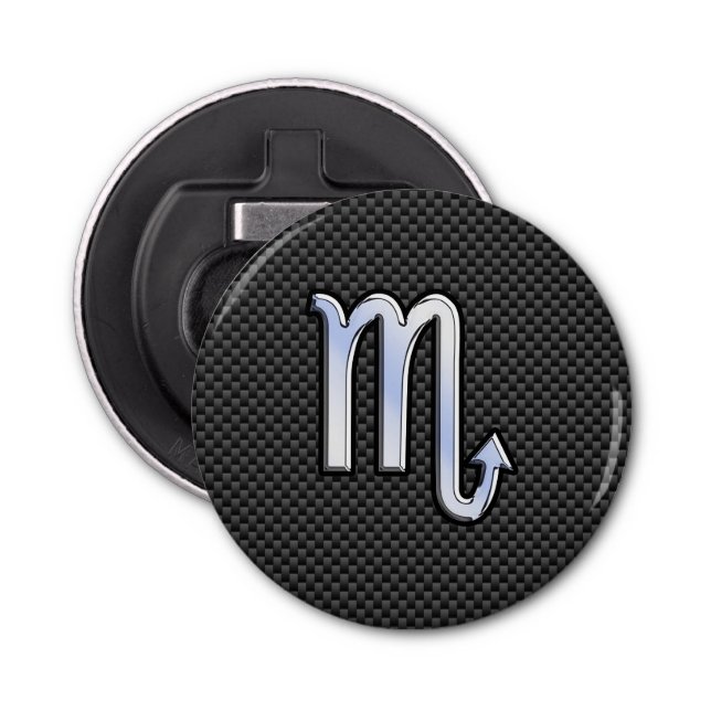 Scorpio Zodiac Symbol on Carbon Fibre Print Bottle Opener (Front)