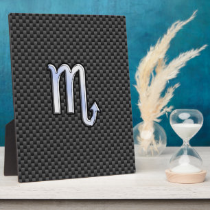 Scorpio Zodiac Symbol on Carbon Fibre Print Plaque