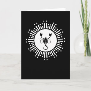 Scorpio Zodiac Symbol with Radiant Starburst Card