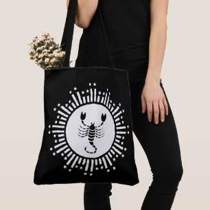 Scorpio Zodiac Symbol with Radiant Starburst Tote Bag