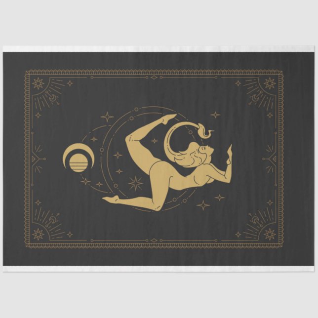 Scorpio Zodiac Tarot Horoscope Black and Gold Tissue Paper (Front)