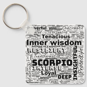 Scorpio Zodiac Word Cloud Inspiration Key Ring