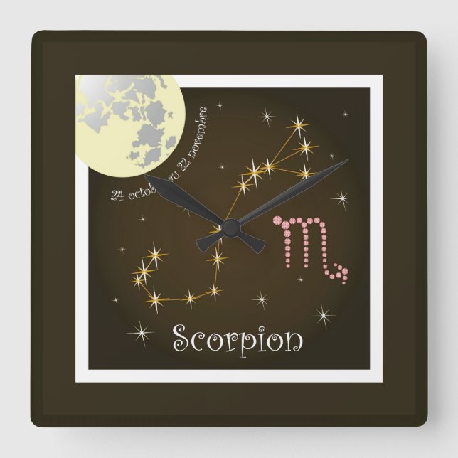 Scorpion 24 octobre au 22 novembre Uhr Square Wall Clock (Front)