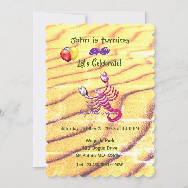  Scorpion Birthday  (October 23 – November 21) Invitation (Front)