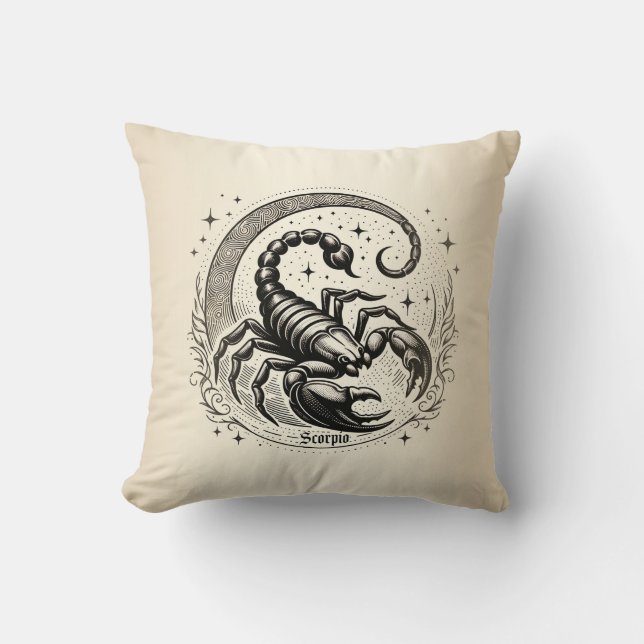 Scorpion Crescent Moon Astrology Zodiac Scorpio Cushion (Front)