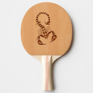 Scorpion silhouette engraved on wood design ping pong paddle