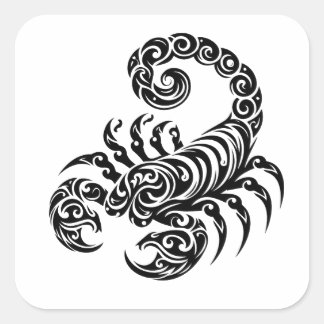 Scorpion tribal tattoo square sticker