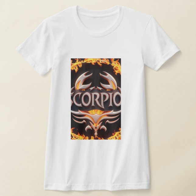 Scorpio's Inferno: Symbolic Flames in Art T-Shirt (Laydown)