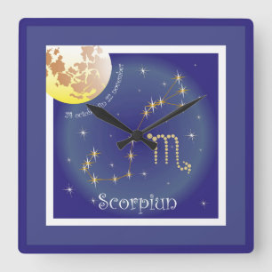 Scorpiun 24 october fin 22 november Uhr Square Wall Clock