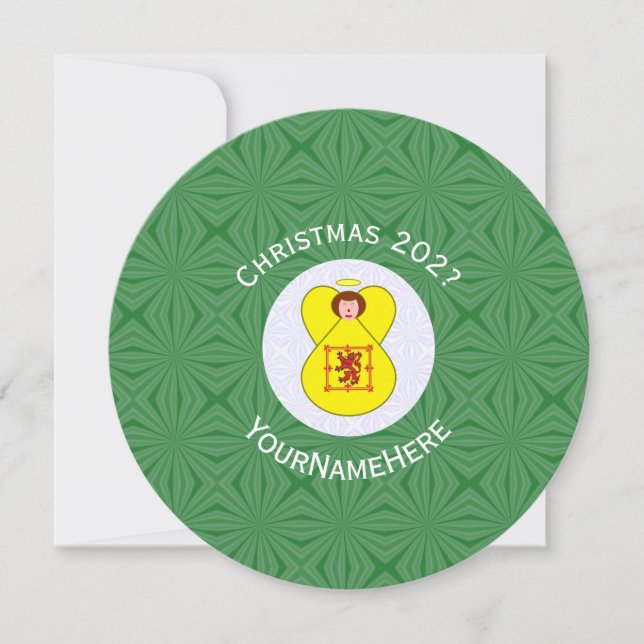 Scot Lion Rampant Angel Christmas Flag Personalise Invitation (Front)