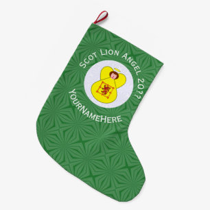 Scot Lion Rampant Angel Christmas Flag Personalise Large Christmas Stocking