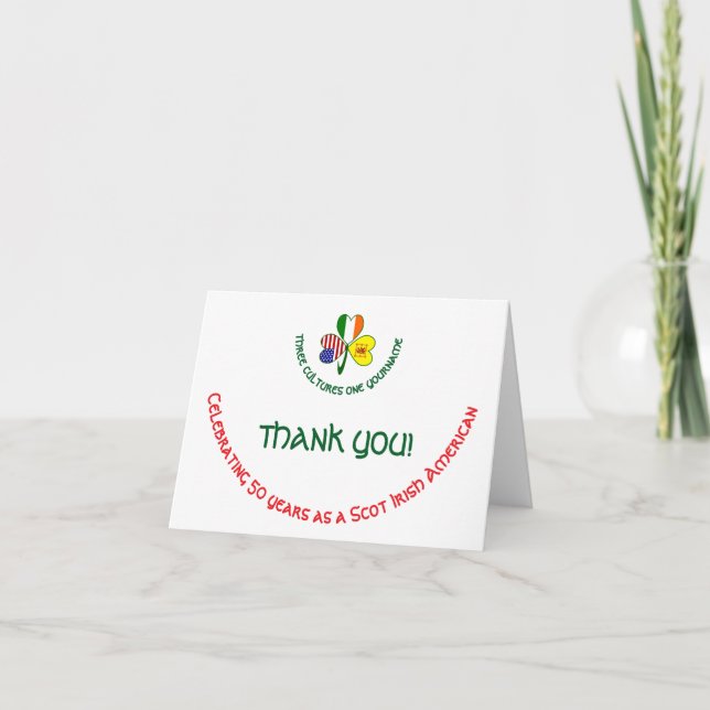 Scot Lion Rampant Irish American Shamrock Thank You Card (Front)