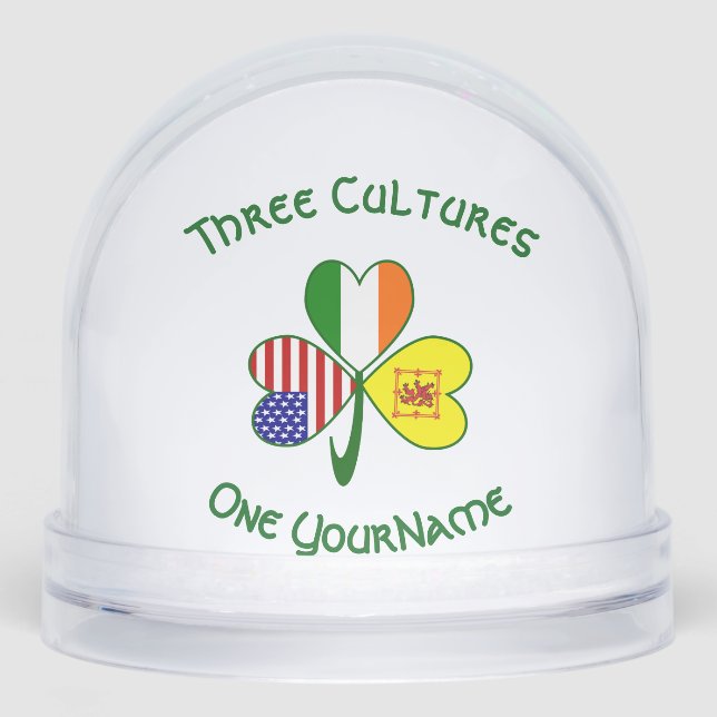 Scot Rampant USA Ireland Flags Shamrock Personal Snowglobe (Front)
