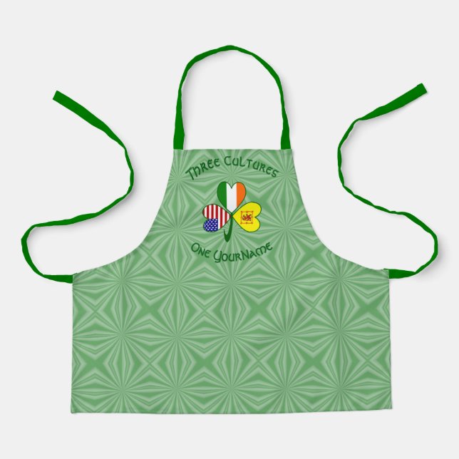 Scot Rampant USA Irish Flags Shamrock Personalised Apron (Front)