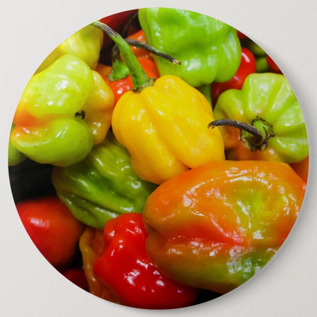 Scotch Bonnet Chilli Peppers 6 Cm Round Badge (Front)