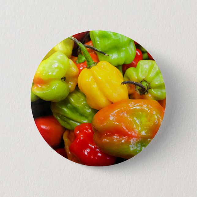 Scotch Bonnet Chilli Peppers 6 Cm Round Badge (Front)