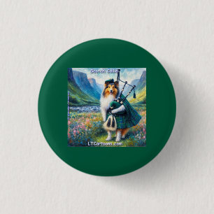 Scotch Collie Serenade – Bagpipes & Tartan Whimsy 3 Cm Round Badge