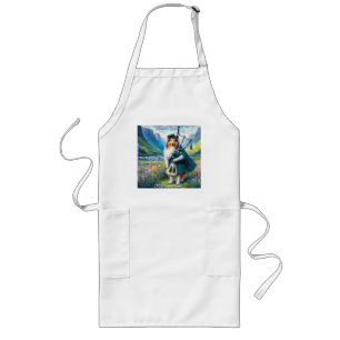 Scotch Collie Serenade – Bagpipes & Tartan Whimsy Long Apron