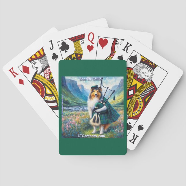 Scotch Collie Serenade – Bagpipes & Tartan Whimsy Playing Cards (Back)