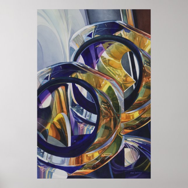 "Scotch on the Rocks" Art Glass Watercolor Poster (Front)