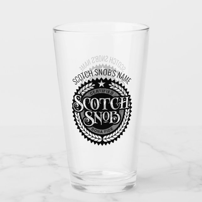 Scotch Snob - funny whiskey drinker Glass (Front)