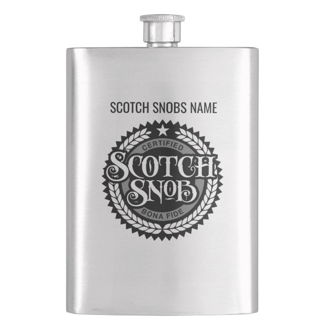 Scotch Snob - funny whiskey drinker Hip Flask (Front)