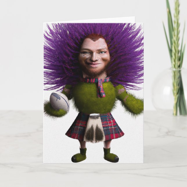 Scotch Thistle Rugby Player - Rugby Greeting Card (Front)