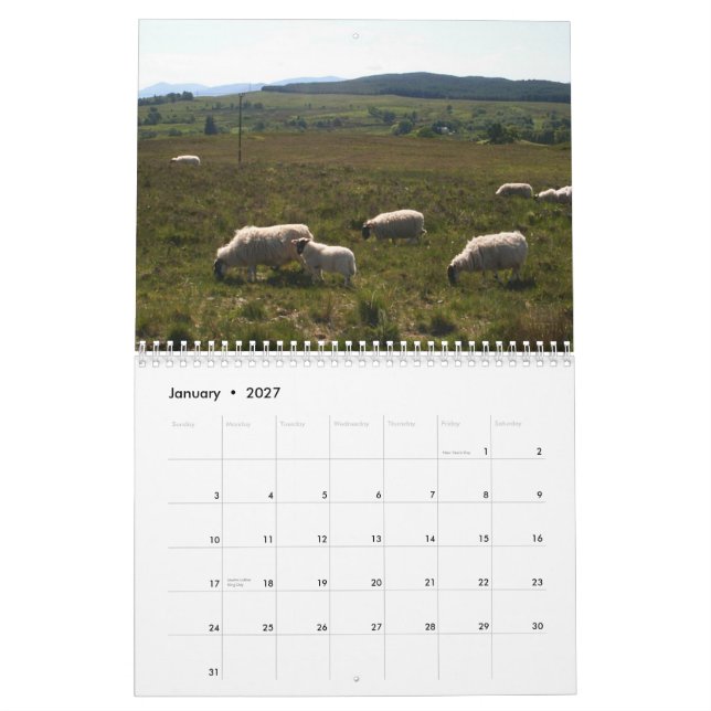 Scotland 2011 calendar (Jan 2027)