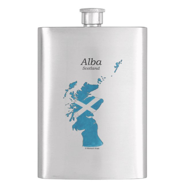 Scotland / Alba hand painted map Scottish Gaelic Hip Flask (Front)