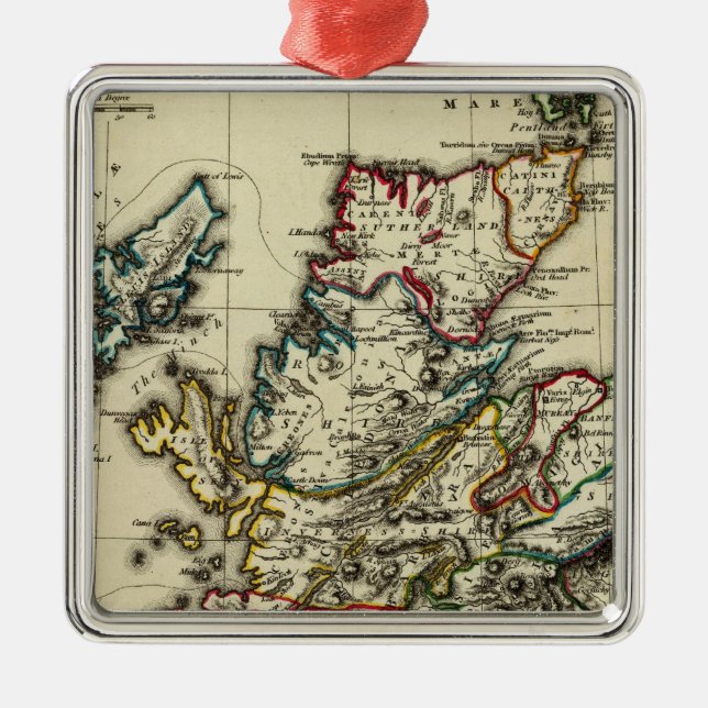 Scotland ancient, modern metal tree decoration (Front)