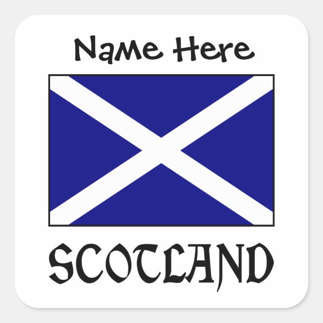 Scotland and Scot Flag Personalised Square Square Sticker (Front)