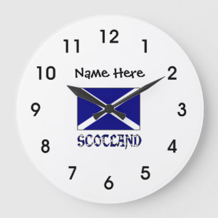 Scotland and Scottish Flag with Your Name Large Cl Clock