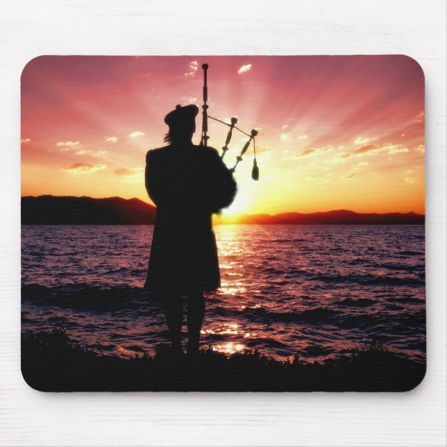 Scotland bag pipper at sunset mouse pad (Front)