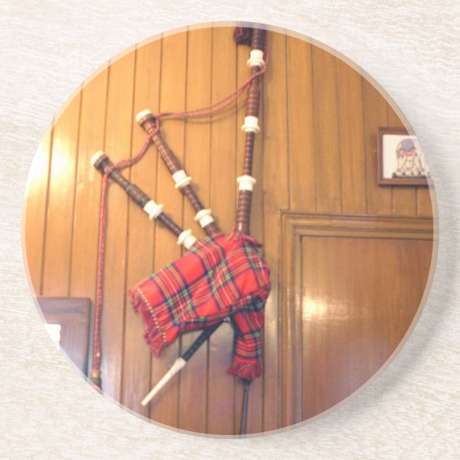 Scotland Bagpipe Tartan Plaid Musical Instrument Coaster (Front)
