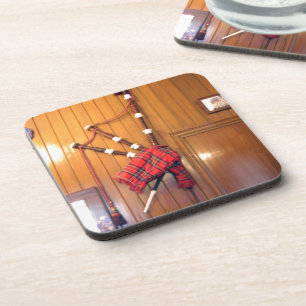 Scotland Bagpipe Tartan Plaid Musical Instrument Coaster