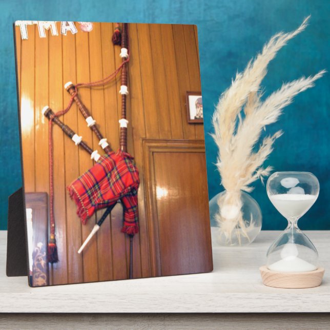 Scotland Bagpipe Tartan Plaid Musical Instrument Plaque (Side)